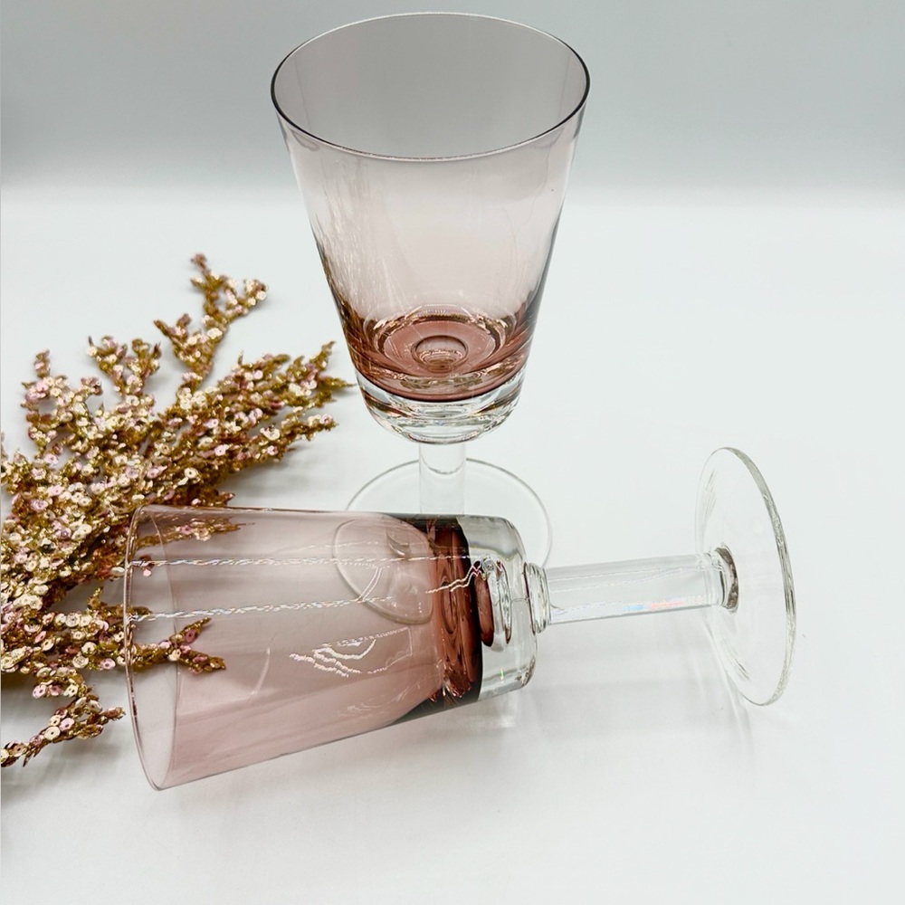Copy- 2 Crate & Barrel Amethyst Glasses. Bit of Pink and Purple Tones
